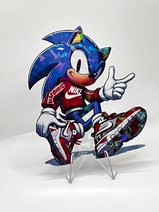 Broken Glass - Laminated Sonic W/Hoodie Sticker