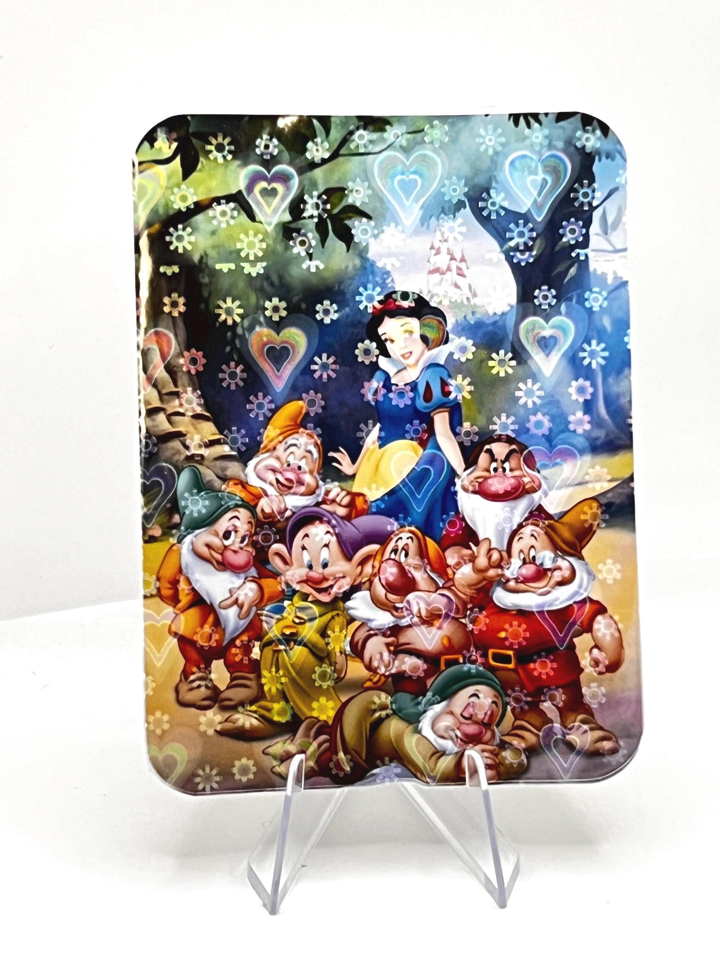 Heart-Laminated Snow White with 7 dwarfs Sticker